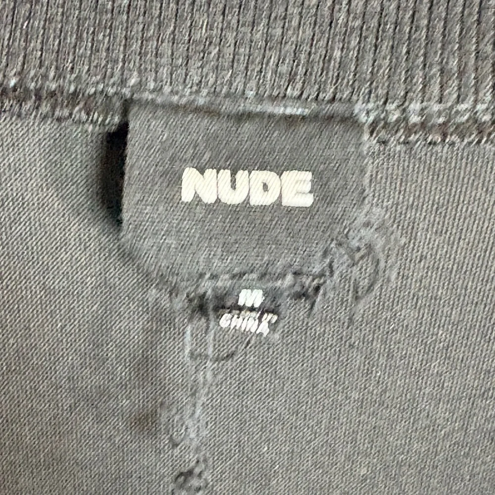Nude Black Velvet Front Tie Cropped Sweatshirt Women's Medium Long Sleeve Gothic